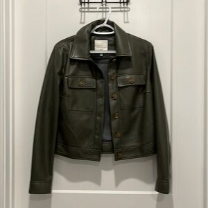 Olive Faux-Leather Jacket Size S